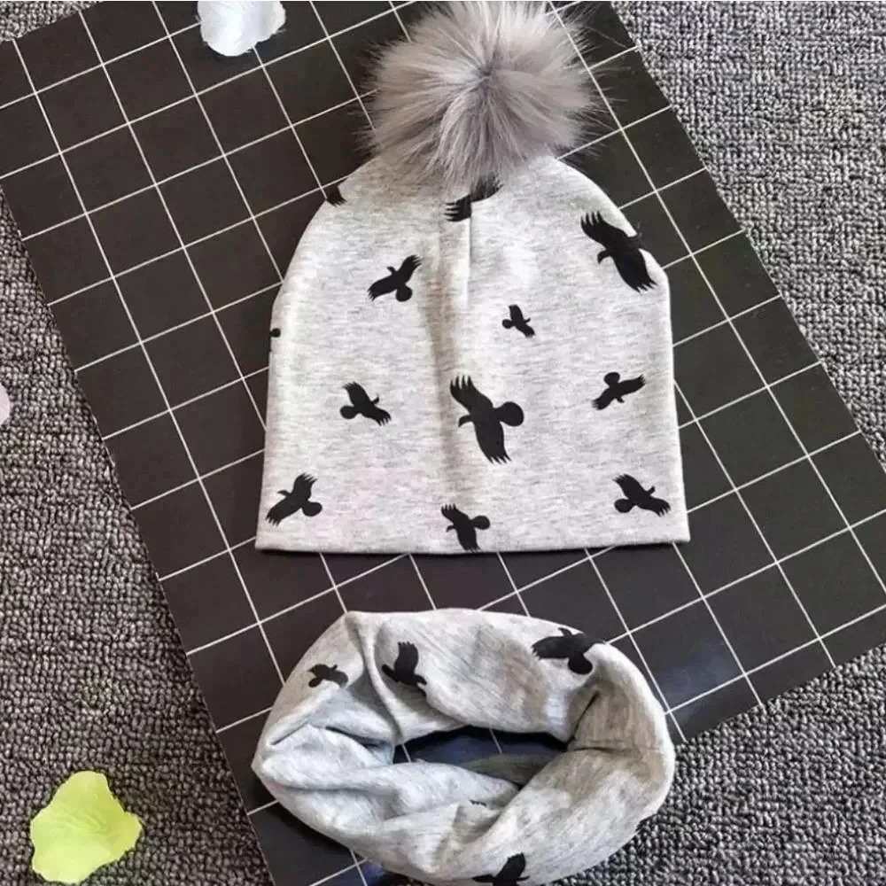 Baby Boy Eagle Pom Pom Hat & Scarf